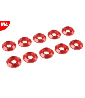 Corally Team Corally - Aluminium Washer - for M4 Button Head Screws - OD=12mm - Red - 10 pcs C-3211-40-5