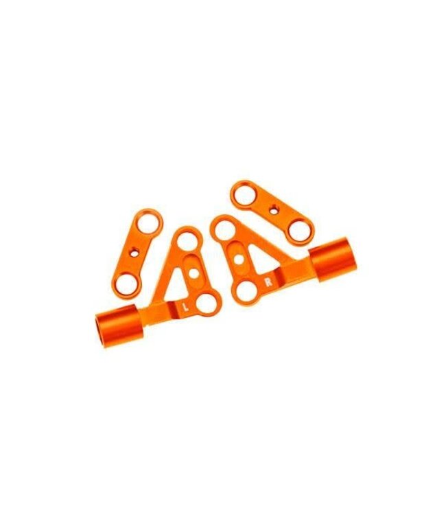 Suspension arms upper front 6061-T6 aluminum (orange-anodized) (left & right) with 2.5x5mm BCS (with threadlock) (2) TRX10533-ORNG