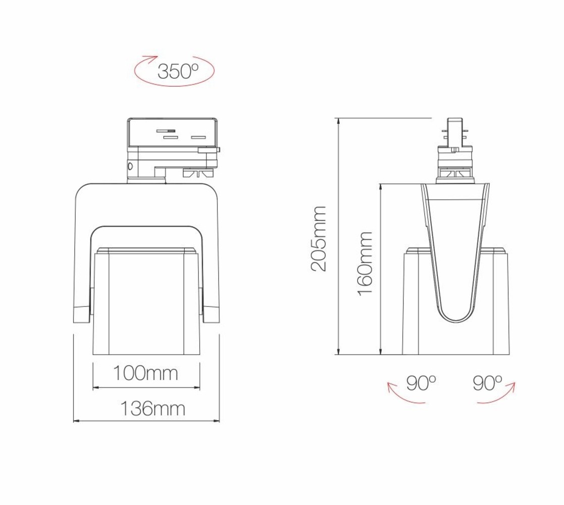 Pro Kom 3-fase railspot LED 20W  - Wit