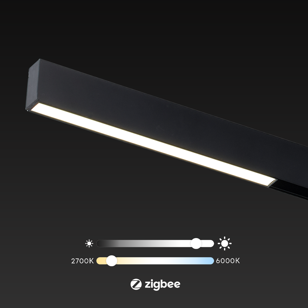 Qub Line Stripe 30 Zigbee Smart - Éclairage sur Rail Magnétique - 48V - Noir - Bande LED pour Éclairage sur Rail