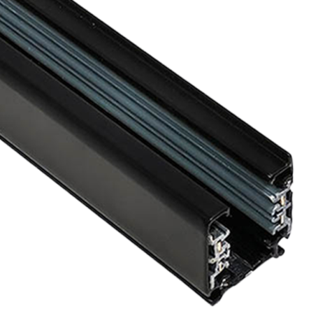 Rail Électrique Universel 3 Phases - Installation en Saillie - 1 mètre - Noir - avec alimentation d’extrémité & embout Rail Électrique Universel 3 Phases - Installation en Saillie - 1 mètre - Noir - avec alimentation d’extrémité & embout