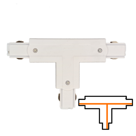 Qub T-koppelstuk 3-fase - Intern - Rechts - Wit