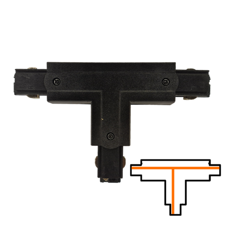 Qub T-koppelstuk 3-fase - Extern - Links - Zwart