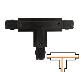 Qub Connecteur en T triphasé - Interne - Gauche - Noir