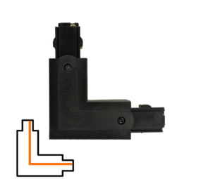 Qub Connecteur en L triphasée - Interne - Droite - Noir Qub Connecteur en L triphasée - Interne - Droite - Noir