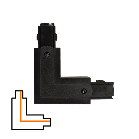 Qub L-connector 3-circuit - Internal - Right - Black Qub L-connector 3-circuit - Internal - Right - Black