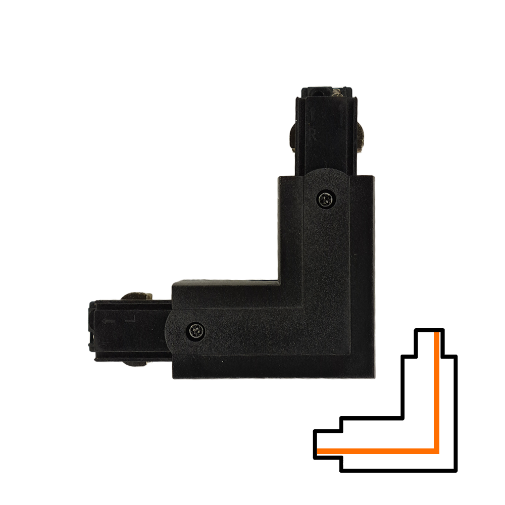 Qub L-connector 3-circuit - External - Left - Black
