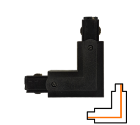 Qub L-koppelstuk 3-fase - Extern - Links - Zwart Qub L-koppelstuk 3-fase - Extern - Links - Zwart