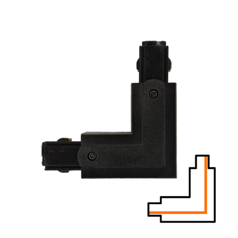 Qub L-connector 3-circuit - External - Left - Black