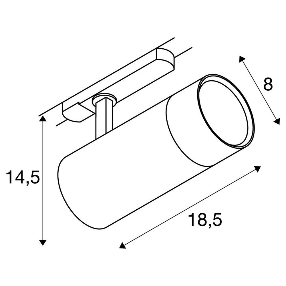 Qub Qub Zoom Schienenstrahler – 3-Phasen LED Spot – 20W/25W/30W – Weiß – CRI 90 – Dreh- & Zoomfunktion