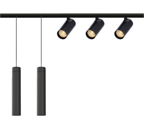 Qub Line Magnetic Rail - 2 Metres - 3x Railspot Single + 2x Pendant Lamp Qub Line Magnetic Rail - 2 Metres - 3x Railspot Single + 2x Pendant Lamp