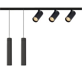 Qub Set de Rail Magnétique - 3 Mètres - 3x Spot de Rail + 2x Suspension Qub Set de Rail Magnétique - 3 Mètres - 3x Spot de Rail + 2x Suspension