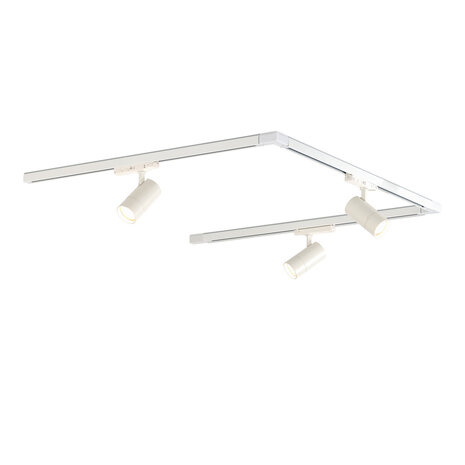 Qub Zoom Set de rails d'éclairage LED triphasé - Blanc, forme en U, 3 x 1 mètre, 3 spots à luminosité réglable Qub Zoom Set de rails d'éclairage LED triphasé - Blanc, forme en U, 3 x 1 mètre, 3 spots à luminosité réglable