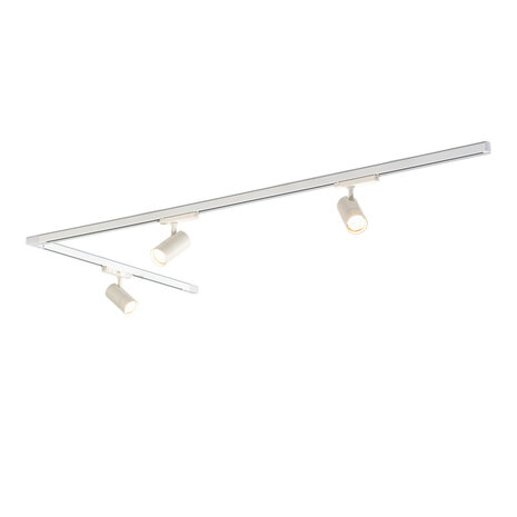 Qub Zoom Set de rails LED triphasés - Blanc, forme en L, 2 mètres + 1 mètre, 3 spots à luminosité réglable Qub Zoom Set de rails LED triphasés - Blanc, forme en L, 2 mètres + 1 mètre, 3 spots à luminosité réglable