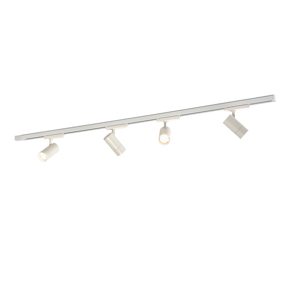 Qub Zoom 3-Phase LED Track Lighting Set I Shape - White, 3 Metres, 4 Spotlights