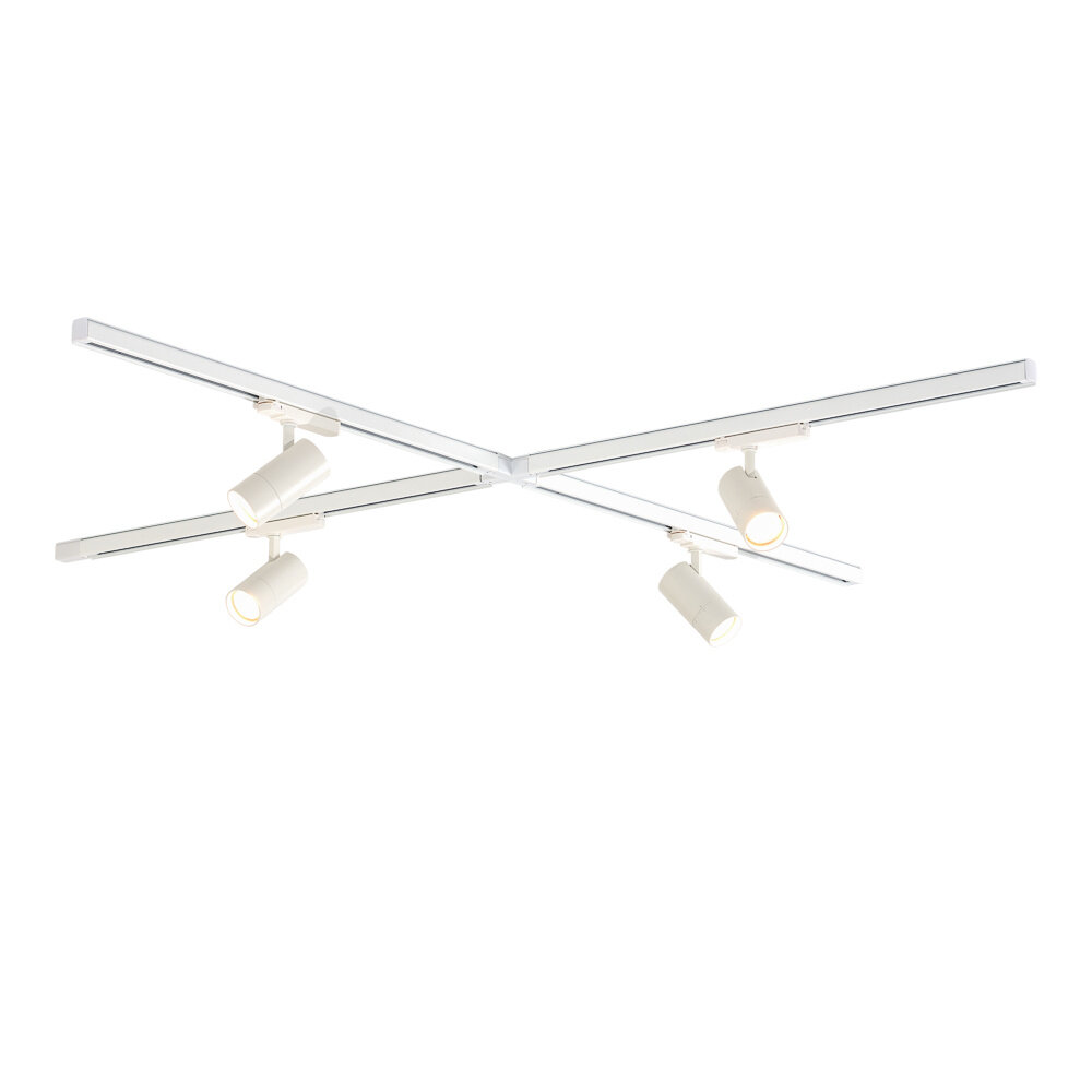 Qub Zoom 3-Phase LED Track Lighting Set - White, X-Shape, 4 x 1 Metre, 4 Spots Qub Zoom 3-Phase LED Track Lighting Set - White, X-Shape, 4 x 1 Metre, 4 Spots