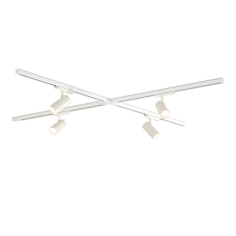 Qub Zoom 3-Phase LED Track Lighting Set - White, X-Shape, 4 x 1 Metre, 4 Spots Qub Zoom 3-Phase LED Track Lighting Set - White, X-Shape, 4 x 1 Metre, 4 Spots