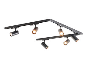 Qub Zoom 3-Phase LED Track Lighting Set - Black, U-Shape, 3 x 2 Metres, 6 Spots Qub Zoom 3-Phase LED Track Lighting Set - Black, U-Shape, 3 x 2 Metres, 6 Spots