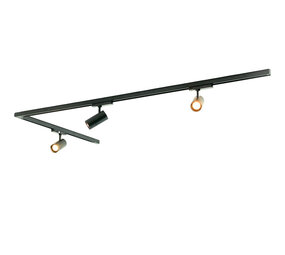 Qub Zoom 3-Phasen LED-Schienenbeleuchtungs-Set - Schwarz, L-Form, 1 X 2 Meter + 1 Meter, 3 Strahler Qub Zoom 3-Phasen LED-Schienenbeleuchtungs-Set - Schwarz, L-Form, 1 X 2 Meter + 1 Meter, 3 Strahler