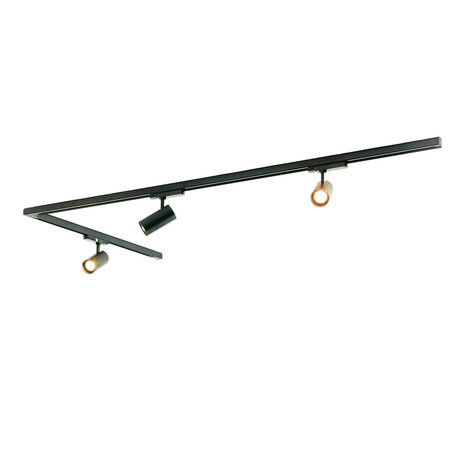 Qub Zoom Set de rails LED triphasés - Noir, forme en L, 1 X 2 mètres + 1 mètre, 3 spots à luminosité réglable Qub Zoom Set de rails LED triphasés - Noir, forme en L, 1 X 2 mètres + 1 mètre, 3 spots à luminosité réglable
