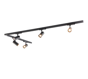 Qub Zoom 3-fase LED Railverlichting Set - Zwart, L-Form, 1 X 3 Meter + 2 Meter, 5 Spots