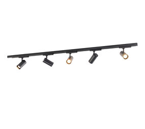 Qub Zoom 3-fase LED Railverlichting Set I Vorm - Zwart, 2 meter, 5 spots Qub Zoom 3-fase LED Railverlichting Set I Vorm - Zwart, 2 meter, 5 spots