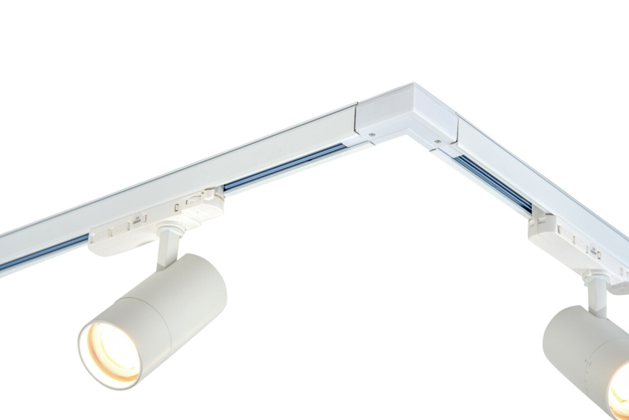 Qub Zoom 3-Phase LED Track Lighting Set - White, L-Shape, 2 x 1 Metre, 2 Spots Qub Zoom 3-Phase LED Track Lighting Set - White, L-Shape, 2 x 1 Metre, 2 Spots