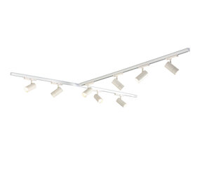 Qub Zoom 3-fase LED Railverlichting Set - Wit, T-Vorm, 2 X 2 Meter + 4 Meter, 8 Spots Qub Zoom 3-fase LED Railverlichting Set - Wit, T-Vorm, 2 X 2 Meter + 4 Meter, 8 Spots