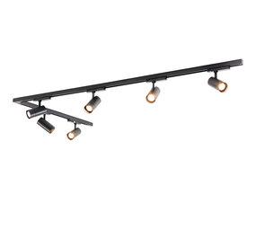 Qub Zoom Set de rails d'éclairage LED triphasé - Noir, forme en L, 2 X 4 mètres, 8 spots Qub Zoom Set de rails d'éclairage LED triphasé - Noir, forme en L, 2 X 4 mètres, 8 spots
