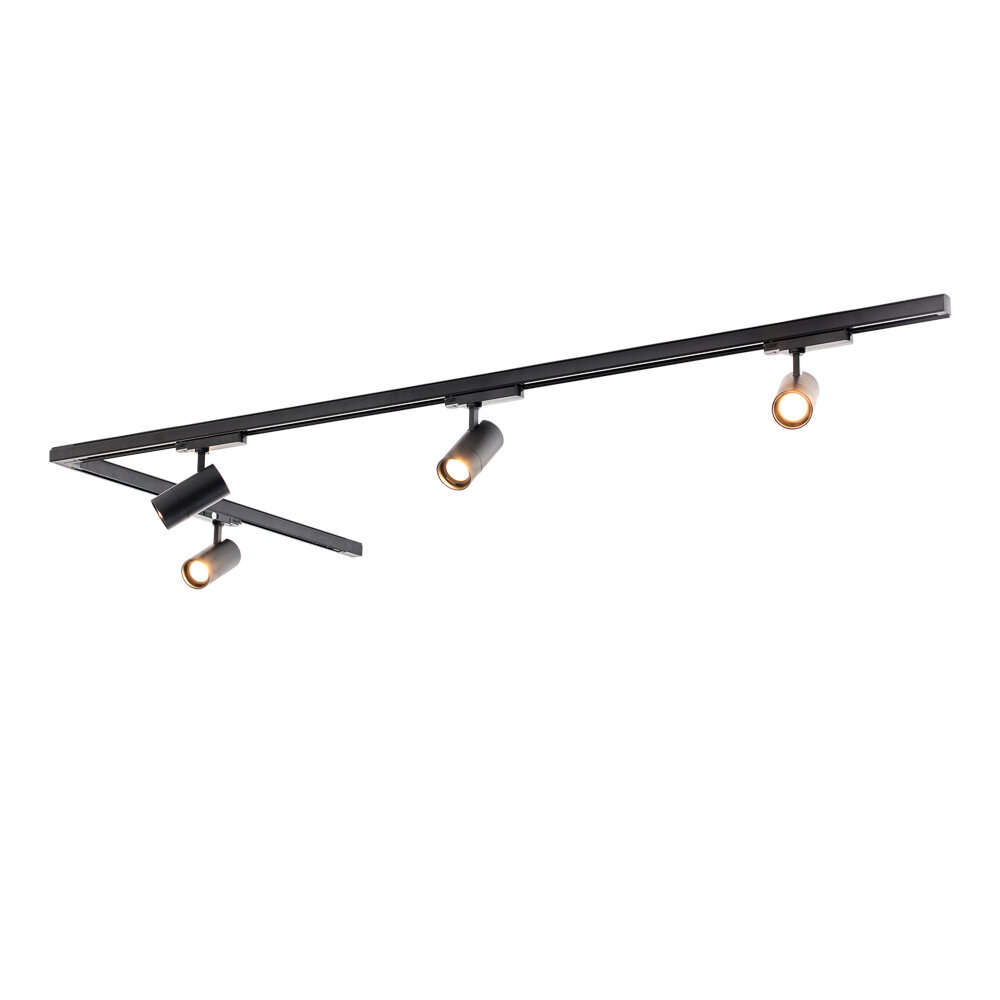 Qub Zoom 3-Phase LED Track Lighting Set - Black, L-Shape, 2 x 2 Metres, 4 Spots