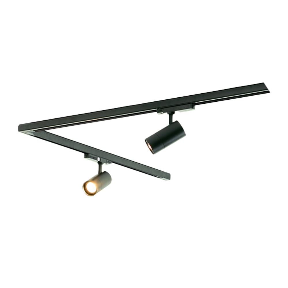 Qub Zoom 3-Phase LED Track Lighting Set - Black, L-Shape, 2 x 1 Metre, 2 Spots Qub Zoom 3-Phase LED Track Lighting Set - Black, L-Shape, 2 x 1 Metre, 2 Spots