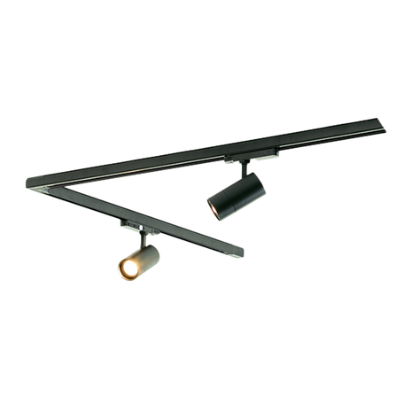 Qub Zoom 3-fase LED Railverlichting Set - Zwart, L-Form, 2 X 1 Meter, 2 Spots Instelbare Helderheid Qub Zoom 3-fase LED Railverlichting Set - Zwart, L-Form, 2 X 1 Meter, 2 Spots Instelbare Helderheid