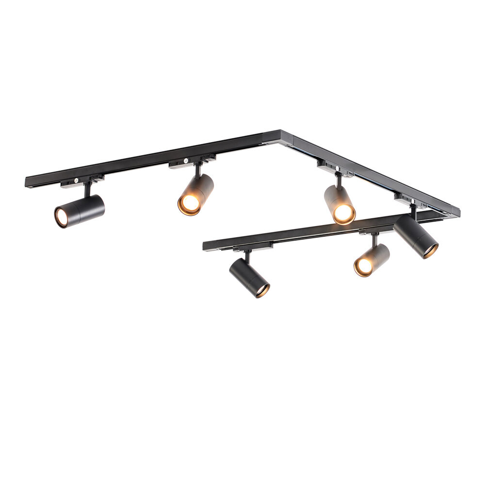 Qub Zoom 3-fase LED Railverlichting Set - Zwart, U-Form, 3 X 4 Meter, 16 Spots Instelbare Helderheid Qub Zoom 3-fase LED Railverlichting Set - Zwart, U-Form, 3 X 4 Meter, 16 Spots Instelbare Helderheid