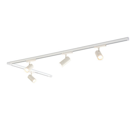 Qub Zoom Set de rails d'éclairage LED triphasé - Blanc, forme en L, 2 X 2 mètres, 4 spots à luminosité réglable