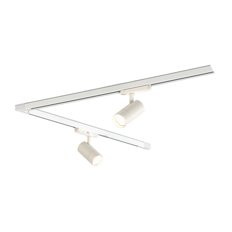 Qub Zoom Set de rails d'éclairage LED triphasé - Blanc, forme en L, 2 x 1 mètre, 2 spots à luminosité réglable Qub Zoom Set de rails d'éclairage LED triphasé - Blanc, forme en L, 2 x 1 mètre, 2 spots à luminosité réglable