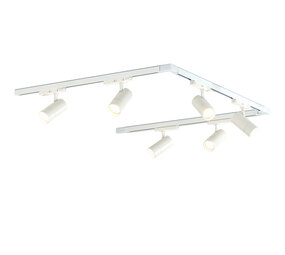 Qub Zoom Set de rails d'éclairage LED triphasé - Blanc, forme en U, 3 X 4 mètres, 16 spots