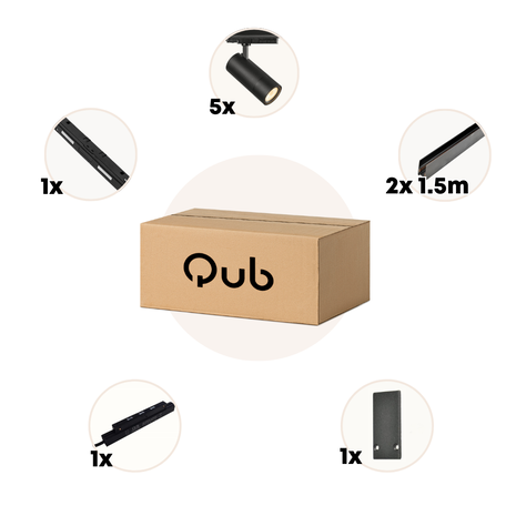 Qub Line Magneetrail - 3 Meter - 5x Railspot Single  - Zwart  - Zigbee - Smart verlichting Qub Line Magneetrail - 3 Meter - 5x Railspot Single  - Zwart  - Zigbee - Smart verlichting