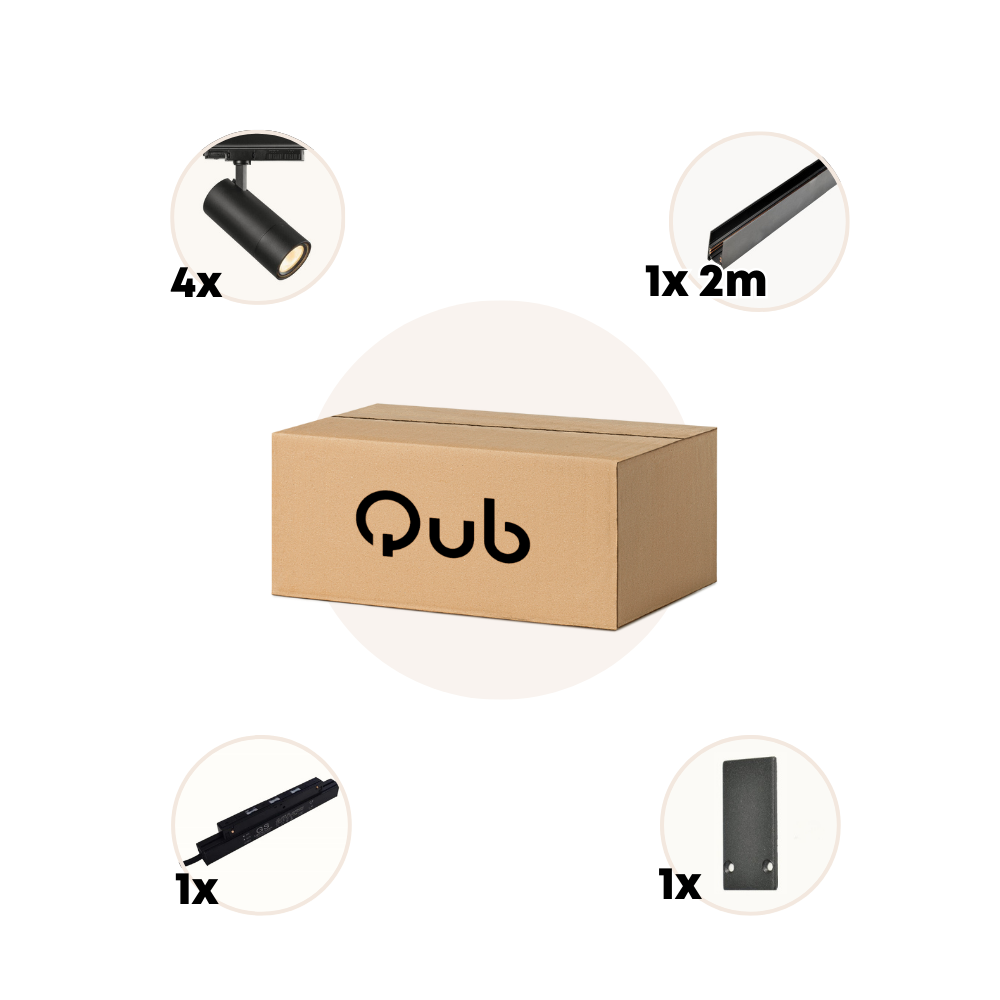 Qub Line Magneetrail - 2 Meter - 4x Railspot Single  - Zwart  - Zigbee - Smart verlichting