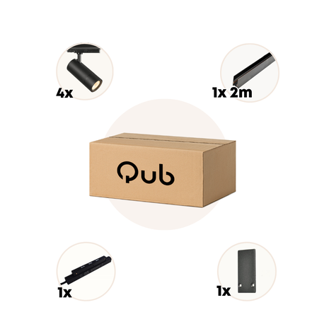 Qub Line Magneetrail - 2 Meter - 4x Railspot Single  - Zwart  - Zigbee - Smart verlichting