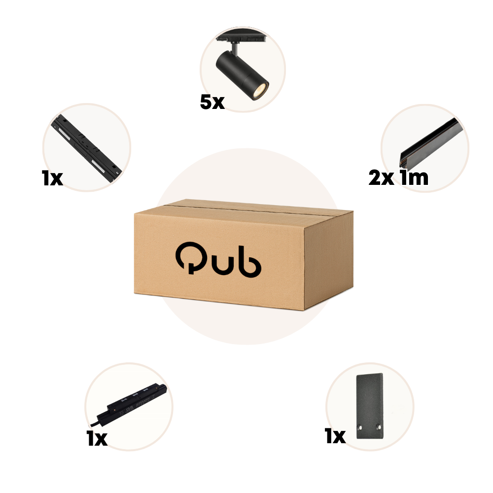 Qub Line Magneetrail - 2 Meter - 5x Railspot Single - Zwart - Zigbee - Smart verlichting Qub Line Magneetrail - 2 Meter - 5x Railspot Single - Zwart - Zigbee - Smart verlichting