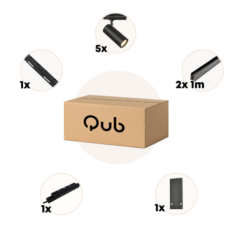 Qub Qub Line Magnet Schienensystem – 200cm – 5x Schienenstrahler Single – Deckenstrahler Schwarz – Smart Zigbee Beleuchtung – Magnetische Lichtschiene Qub Qub Line Magnet Schienensystem – 200cm – 5x Schienenstrahler Single – Deckenstrahler Schwarz – Smart Zigbee Beleuchtung – Magnetische Lichtschiene