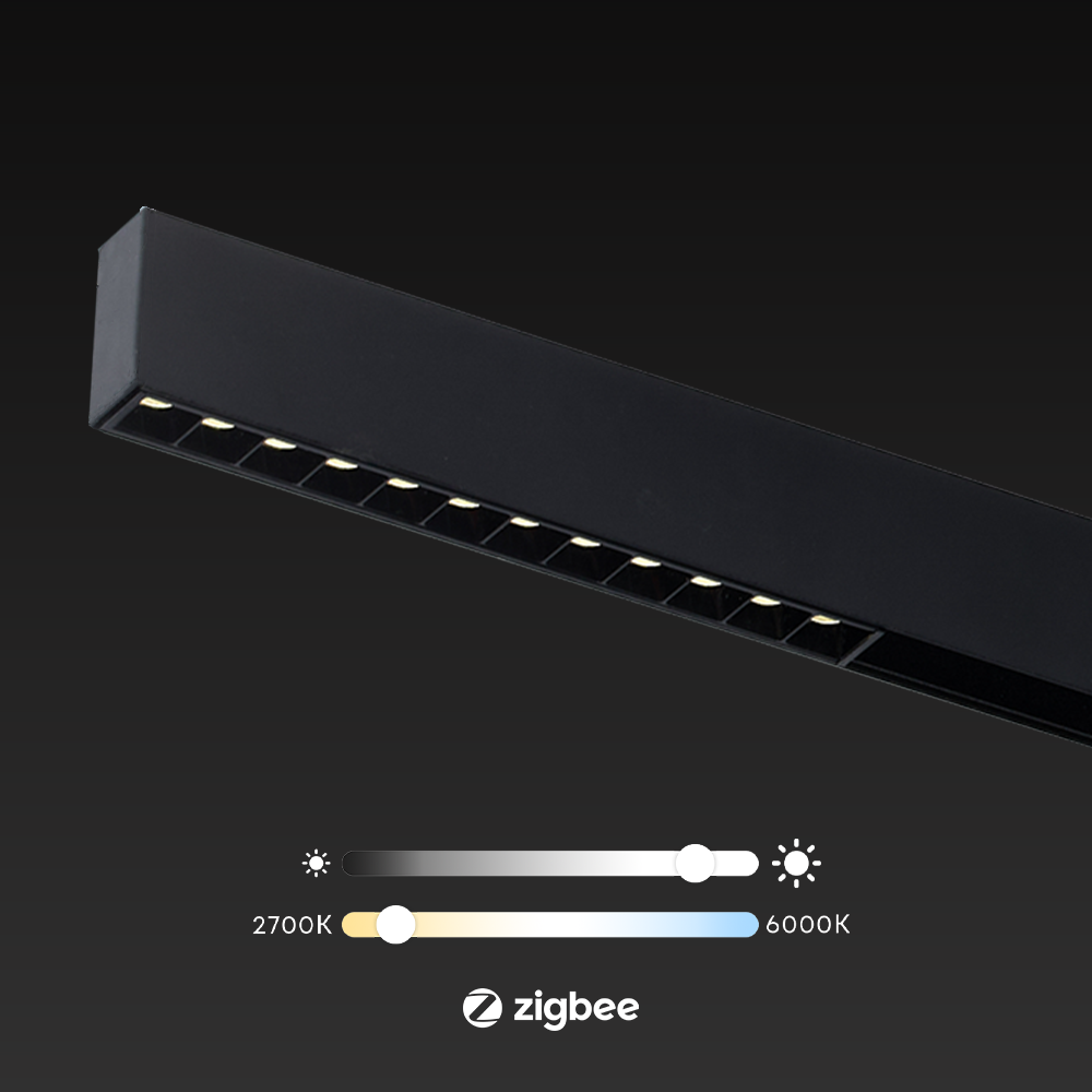 Qub Line Dots 12 - Magnetic Track Lighting - 48V - Black - Zigbee