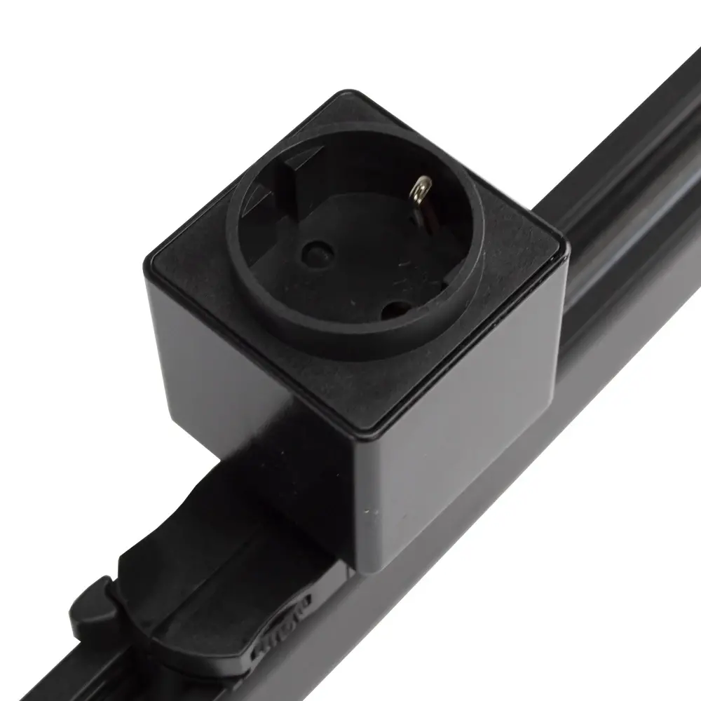 Qub Socket for 3-Phase Track Lighting - Black