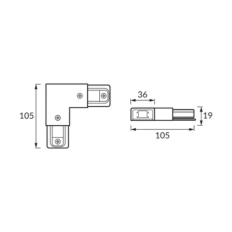 L-Connector with Power Feed for 1-Circuit Track - Black L-Connector with Power Feed for 1-Circuit Track - Black