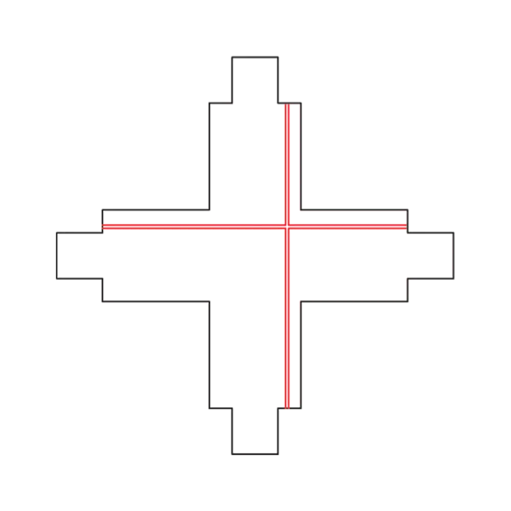 Qub X-koppelstuk 3-fase - Kruispunt - Zwart Qub X-koppelstuk 3-fase - Kruispunt - Zwart