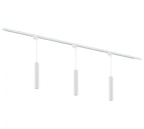 Qub Focus III 200cm 3 hanglampen GU10 Railverlichting Wit Qub Focus III 200cm 3 hanglampen GU10 Railverlichting Wit