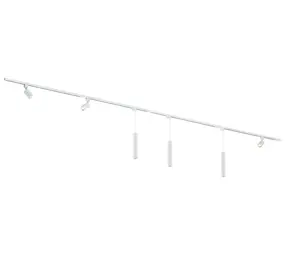 Qub Focus III 400cm 3 Spots en 3 Hanglampen GU10 Railverlichting Wit Qub Focus III 400cm 3 Spots en 3 Hanglampen GU10 Railverlichting Wit
