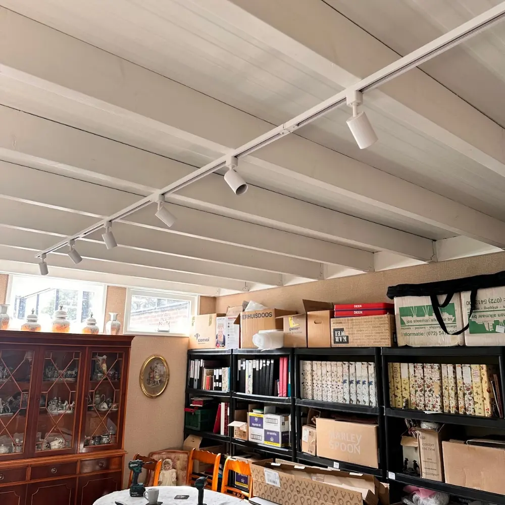 Qub Focus III track lighting 3 spotlights and 3 pendant lamps White - 400cm - I-shape