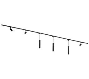 Qub Focus III 400cm 3 Spots et 3 Suspensions Rail d'éclairage GU10 Noir Qub Focus III 400cm 3 Spots et 3 Suspensions Rail d'éclairage GU10 Noir