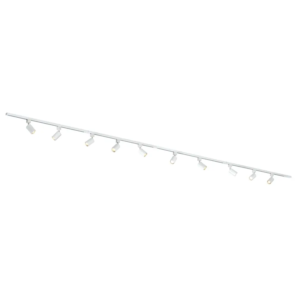 Qub Qub Focus III 1-Phasen Led Schienensystem Komplettset - 300cm - Set 3 Spots und 2 Pendelleuchten - 3x 1m Licht Schienensystem - I-Form - GU10 & LED-Kompatibel - Erweiterbar & flexibel - Weiß